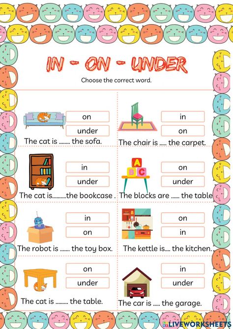 Prepositions of place online worksheet for 3rd grader. You can do the exercises online or download the worksheet as pdf. English Liveworksheet, Ingles Kids, Preposition Worksheets, English Grammar For Kids, English Worksheets For Kindergarten, Primary English, Grammar For Kids, English Activities For Kids, English Exercises