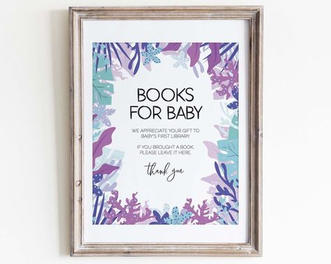 Excited to share the latest addition to my #etsy shop: Books for Baby Sign for Mermaid Baby Shower | PRINTABLE | INSTANT DOWNLOAD | Sign Only #papergoods #purple #babyshower #blue #printable #booksforbabysign #babyshowersign #bookrequestsign #booksforbaby #razorsedgepaperie Pacifier Hunt, Ocean Baby Showers, Diy Mermaid, Star Baby Shower Invitations, Sea Baby Shower, Mermaid Baby, Mermaid Baby Showers, Jungle Baby Shower, Jungle Baby