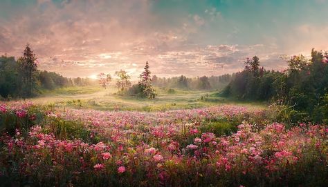 Photo summer evening with green trees bl... | Premium Photo #Freepik #photo #fairy-land #fantasy-land #fairy-forest #fantasy-forest Fantasy Meadow, Dark Fey, Hills Aesthetic, Minecraft Creative, Fantasy Fields, Korean Word, Forest Moon, Fantasy Land, Prom Theme