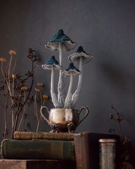 Mushroom Cluster, Mushroom Crafts, Recycled Textiles, Textile Sculpture, Mushroom Decor, Mushroom Art, Fantastic Art, Handmade With Love, South Wales