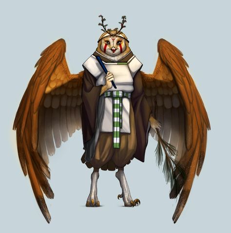 Owl Humanoid, Owling Dnd, Owl Wizard, Paladin Armor, Owl Character, Dnd Wizard, Wise Owl, Character Ideas, Larp