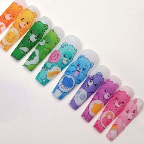 Disney Acrylic Nails, Bears Nails, Anime Nails, Nail Art Designs Diy, Really Cute Nails, Acrylic Nails Coffin Pink, Disney Nails, Kawaii Nails, Funky Nails