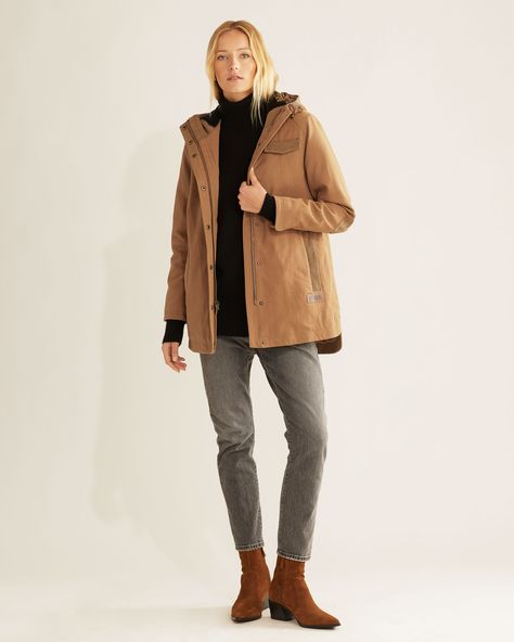 Stay Warm in the Women's Marias Cotton Canvas Parka | Pendleton Pendleton Pillow, Ranch Furniture, Cowhide Furniture, The Marías, Pendleton Woolen Mills, Canvas Jacket, Womens Parka, Big Sky, Welt Pockets