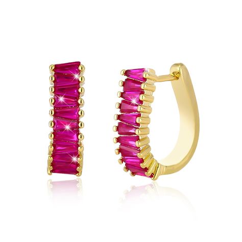 PRICES MAY VARY. 【High-Quality Material】These U shaped hot pink gold statement earrings are skillfully made from high-quality brass and AAA+ quality cubic zirconia,ensuring a lightweight wearing experience.The lead-free and nickel-free composition ensures optimal comfort for your ears. 【Chunky Hot Pink Hoop Earrings】The timeless gold design of these geomertic earrings,in tandem with their modern hoop shape,creates a classic yet trend-driven accessory that transcends seasons.The simplicity of the Pink Fun Hoop Earrings, Hot Pink Hoop Earrings, Bright Pink Earrings, Pink Playful Hoop Earrings, Bright Pink Stone Earrings, Gold Earrings For Women, Crystal Hoop Earrings, Gold Statement Earrings, Statement Drop Earrings