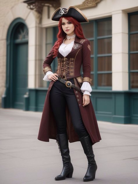 Pirate Female Costume, Steampunk Pirate Female, Pirate Outfit Female, Pirate Female, Fantasy Ocs, Steampunk Fashion Women, Female Pirate, Anne Bonny, Female Pirate Costume