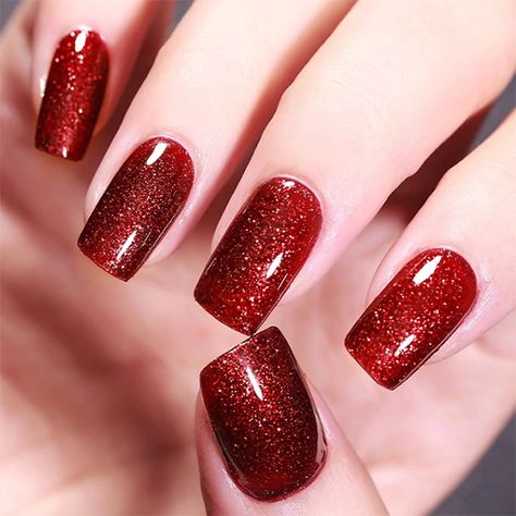 Step on Your Nail Game with 3 Trendy Shades of Red Glitter Gel Colors Red Gel Nail Polish, Nails Medium Square, Red Gel Nails, Press On Nails Medium, Red Nail Polish, Nails Medium, Manicure Kit, Nails Manicure, Dip Powder Nails