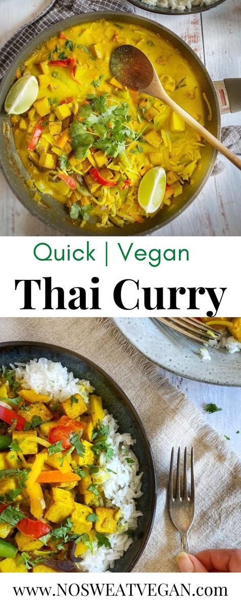 Quick Curry Recipes, Vegan Thai Curry Recipes, Tofu Curry Recipes, Oil Free Tofu Recipes, Vegan Yellow Curry Recipes, Vegan Oil Free Recipes, Vegan Thai Peanut Curry, Vegan Tofu Curry Recipes, Thai Coconut Curry Vegan