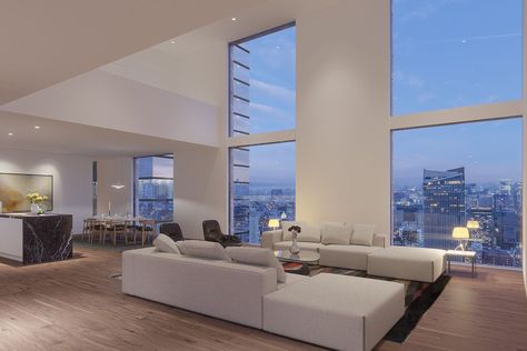 Japan Apartment Interior, Korean Penthouse, Tokyo Penthouse, Penthouse Apartment Aesthetic, Apartment Japan, Luxury Penthouse Apartment, Penthouse Living Room, Contemporary Penthouse, Japan Apartment