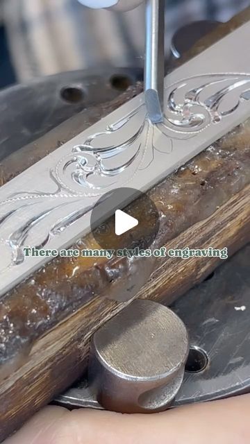 Kelly McRae Silver on Instagram: "It’s important to know that there are many many different styles of Engraving, and they are intended for different uses. The type of Engraving that you see here is called western bright cut, it is intended to be used in silver because the style of cuts are made with a highly polished graver that creates these beautiful shiny cuts that reflect light. They can be cut big and bold or very dainty.  When you are learning to engrave any style of Engraving , I believe you should focus in on one and get a thorough understanding of that style before you move on to learning another style to avoid confusion. Although a lot of the basics will transfer over from one style to the other, they are basically like speaking two different languages.   Not all engravers learn Western Engraving, Metal Engraving Tools, Metal Engraving Machine, Engraving Patterns, Jewelry Engraving, Scroll Engraving, Engraving Tools, Engraving Art, Different Languages