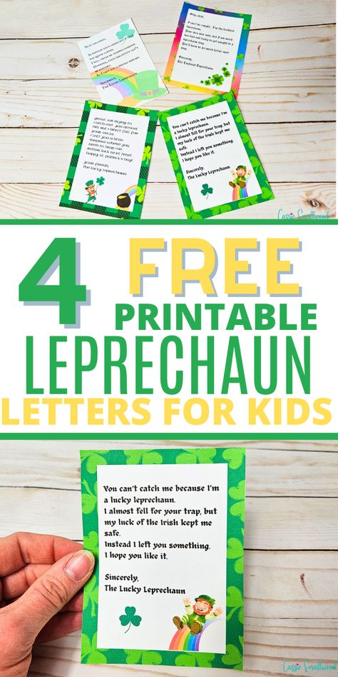 4 free printable leprechaun letters when you didn't catch a leprechaun St Patricks Day Notes From Leprechaun, Letters From Leprechaun Free Printable, Leprechaun Note To Kids, Leprechaun Trap Letter, Letter From The Leprechaun, Note From The Leprechaun, Leprechaun Tricks For Classroom, What Does The Leprechaun Leave Behind, Leprechaun Scavenger Hunt Free