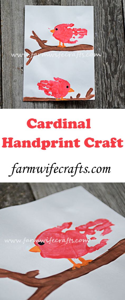 Cardinal Handprint Craft, Bird Crafts Preschool, Red Crafts, Preschool Projects, Toddler Art Projects, Toddler Arts And Crafts, Daycare Activities, Handprint Craft, Handprint Crafts