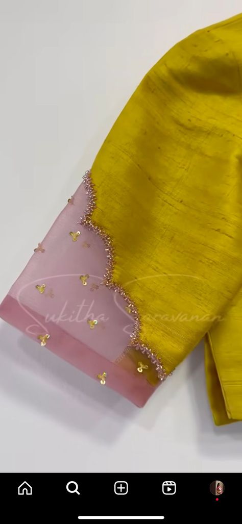 Simple Aari Design For Sleeves, Aari Work Net Blouse Wedding, Silk Saree Aari Work Blouse Designs Simple, Simple Embroidery For Blouse, Simple Work On Blouse, Latest Back Neck Designs For Blouse, Trendy Blouse Designs Sleeves Pattern, Yellow Blouse Designs Latest, Blouse Hand Work Designs Latest