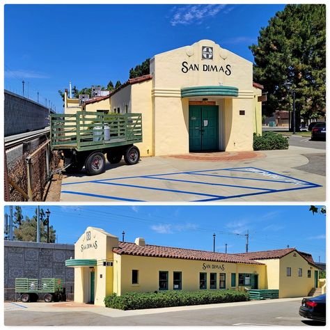 The first Santa Fe Railroad Depot in San Dimas opened in 1889, but was destroyed by fire in 1933. The current building replaced it in 1934 and operated until 1961. The building was repurposed as a museum by the Pacific Railroad Society. Visit #SoCalLandmarks at https://bit.ly/38ZDuPC San Dimas, The Building, The Pacific, Santa Fe, The First, Building