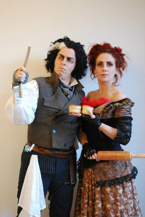 Sweeney Todd and mrs Lovett. Costumes made by Fairy-Tailor. Sweeney Todd Couple Costume, Sweeney Todd Mrs Lovett Costume, Sweeney Todd And Mrs Lovett Costume, Sweeny Todd Couples Costume, Ms Lovett Costume, Sweeney Todd Halloween, Mrs Lovett Costume, Sweeney Todd And Mrs Lovett, Sweeney Todd Costume