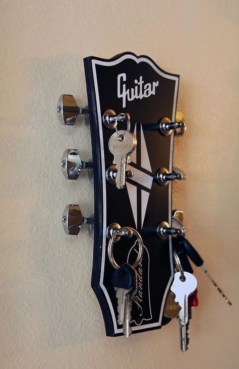 Music Furniture, Guitar Keys, Key Holder Diy, Guitar Rack, Guitar Gifts, Music Room Decor, Guitar Lovers, Wall Key Holder, Key Rack