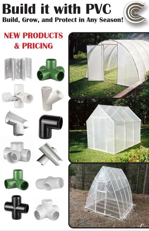 Snap Clamps, 3-way elbows, pipe hinges, and 5 way cross fittings are just some of the items you can find at Circo Innovations. Click to look through our online store. Pvc Pipe Greenhouse Diy, Pvc Greenhouse Diy, Pvc Greenhouse Plans, Build Your Own Greenhouse, Turtle Enclosure, Pipe Fence, Pvc Greenhouse, Carport Canopy, Pvc Projects