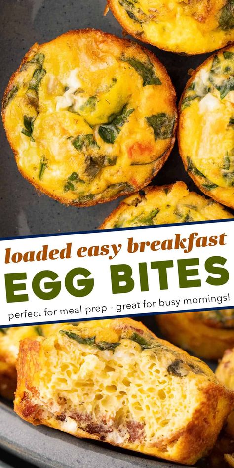 With this easy to customize egg bites recipe, you can start your day off right! Perfectly light and fluffy, they're made in a simple muffin pan, so you don't need any molds or fancy equipment. Great for meal prep, and as a hearty back to school breakfast! How To Eat Eggs If You Don't Like Them, Breakfast Ideas Easy Quick, Breakfast Egg Bites, Easy Dinner Desserts, Breakfast Ideas Easy, Savory Appetizers, Chunky Chef, Back To School Breakfast, Egg Bites Recipe