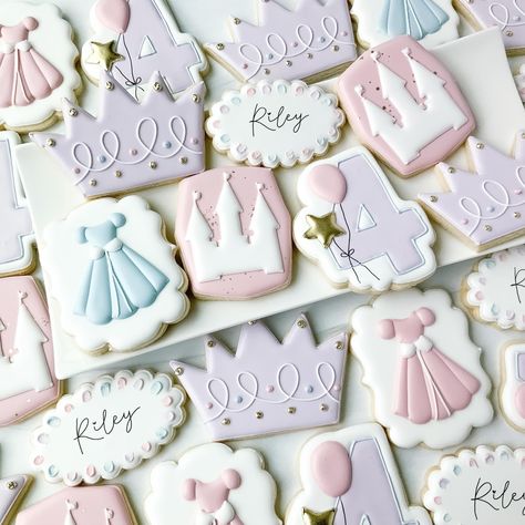 Once Upon A Time Cookies, Disney Princess Cookies Decorated, One-ce Upon A Time 1st Birthday, Princess Sugar Cookies, Disney Princess Cookies, Crown Cookies, Fairytale Birthday, Princess First Birthday, First Birthday Cookies