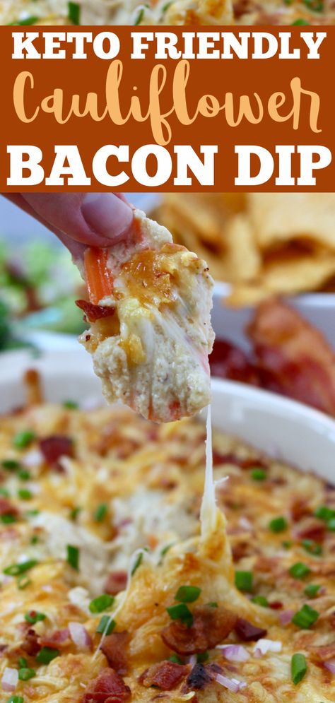 Cauliflower Dip Recipes, Classic Spinach Dip Recipe, Bacon Dip Recipes, Cauliflower Dip, Bacon Cheese Dips, Bacon Cauliflower, Gourmet Appetizers, Spinach Dip Recipe, Bacon Dip