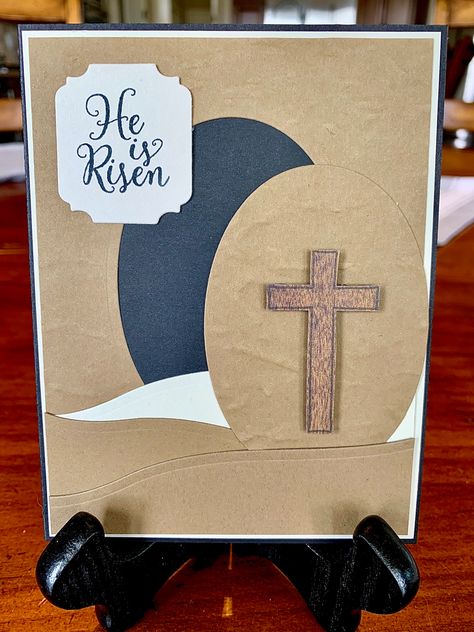 Easter Cards Handmade Religious, Easter Greeting Cards Handmade, Religious Easter Cards, Easter Crosses, Diy Easter Cards, Easter Cards Religious, Stampin Up Easter Cards, Baptism Card, He Is Risen Easter