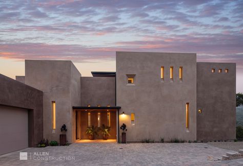 This contemporary fire resistant home designed by architect Bob Pester with Burnell, Branch  Pester Architecture, was built after the original A-frame, hillside home was destroyed by wildfire. For more information please visit us at www.houzz.com/projects/53354/Sycamore-Canyon-Contemporary. Concrete Home Design, Cement House, Olive Avenue, Concrete Houses, Concrete Architecture, Adobe House, Concrete Home, Contemporary Exterior, Concrete Building