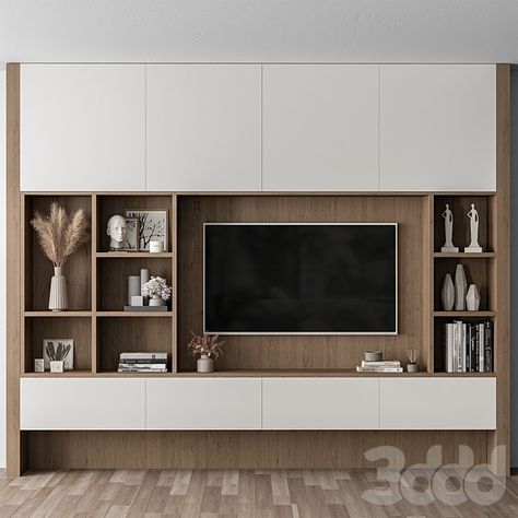 Japandi Tv Wall Unit, Contemporary Tv Wall Design Modern Living Room, Home Office Tv Wall, Tv Room Built In Cabinets, Scandinavian Entertainment Center, Dining Area Feature Wall, Tv Millwork Wall, Tv Wall Unit Ideas Living Room, Modern Tv Built In