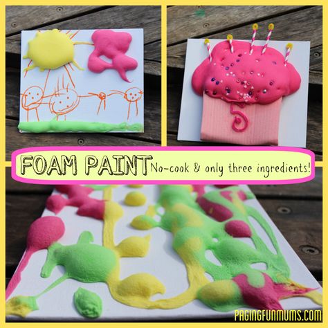 Mix equal parts school glue and shaving cream to create homemade puffy paint that your kids will love! Foam Paint, Puff Paint, 3d Artwork, Childrens Crafts, Preschool Art, Craft Activities For Kids, Art Activities, Painting For Kids, Arts And Crafts For Kids