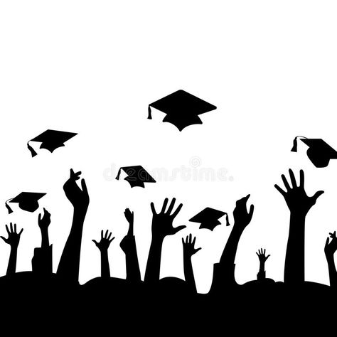 Silhouette of hands in the air and graduation hats. Vector silhouette of hands in the air and graduation hats vector illustration Graduation Silhouette, Graduation Vector, Graduation Drawing, New Year Typography, Graduation Hats, Graduation Images, Graduation Poster, Graduation Crafts, Anniversaire Diy