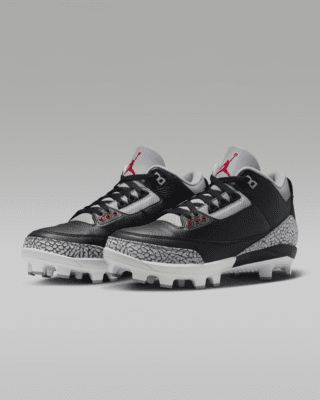 Jordan 3 Retro MCS Men's Baseball Cleats Mens Football Cleats, Pretty Fly, Jordan 3 Retro, Black Cement, Baseball Cleats, Cement Gray, Football Cleats, Red Style, Jordan 3