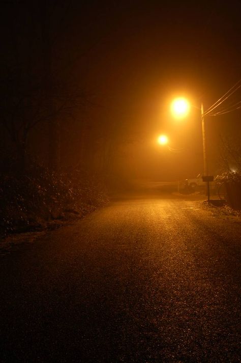 Fog on Street with Streetlamp by happeningstock on DeviantArt Iphone Wallpaper Night, Orange Night, Wallpaper Night, Gold Night, Night Street, Dark Street, Street Lights, Lit Wallpaper, Light Background Images