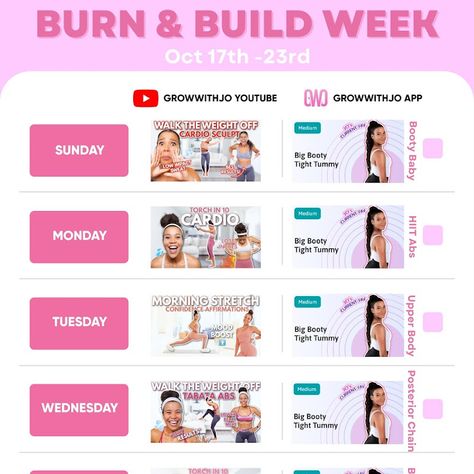 Growwithjo 30 Day Challenge, Growwithjo Workout Plan, Grow With Jo Workout Plan, Grow With Jo, Walk The Weight Off, Weights Workout For Women, Hiit Abs, Tight Tummy, 30 Day Workout Challenge