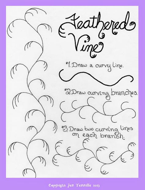 How To Draw a Feathered Vine Vine Line Art, Branch Drawing, Draw Doodles, Vine Drawing, Hand Stitching Techniques, Zentangle Pattern, Line Doodles, Free Drawing, Draw Doodle