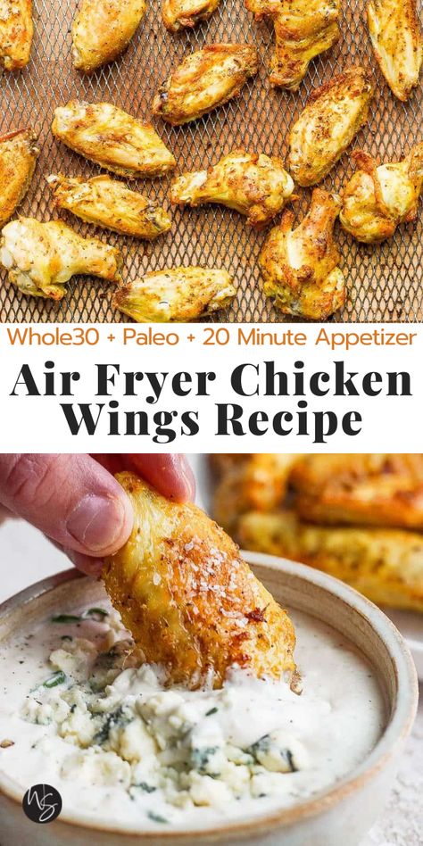 Whole 30 Chicken Wings Air Fryer, Whole 30 Chicken Wings Recipes, Gluten Free Chicken Wings Air Fryer, Whole 30 Chicken Wings, Seasoned Chicken Wings, Gluten Free Wings, Gluten Free Chicken Wings, Paleo Chicken Wings, Wings In The Air Fryer