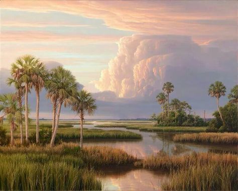 Old Florida Old Florida Decor, Florida Artwork, Lukisan Lanskap, Florida Art, Beach Artwork, Old Florida, Realistic Paintings, Tropical Art, Fantasy Landscape