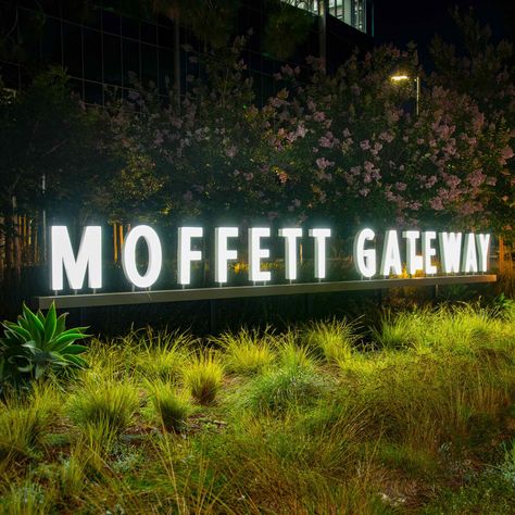 Moffett Gateway - WeidnerCA Gateway Signage, Letter Types, Monument Signs, Site Analysis, Types Of Lettering, Installation Design, Sign Lighting, Wall Design, Coca Cola