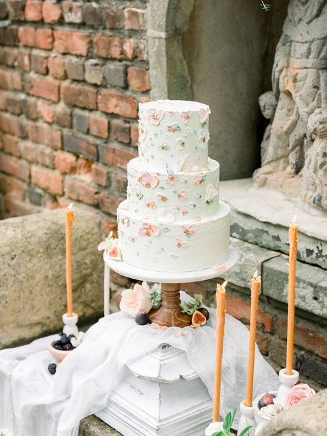 Palette Knife Wedding Cake with Soft Pinks and Greens Spring Wedding Cake 2 Tier, Birthday Cake Wedding Cake, Garden Inspired Wedding Cake, 2 Tier Cakes Birthday, Spring Pastel Wedding Cake, Pastel Wedding Cake Flowers, Wedding Cakes Garden Theme, Pallet Knife Wedding Cake, Secret Garden Wedding Cake