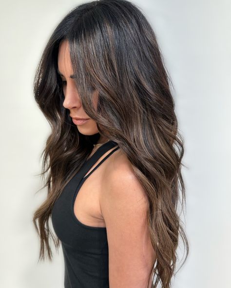 Brunette Spring Hair 2024, Natural Dimensional Brunette, Dimensional Dark Brown Hair, Subtle Dimensional Brunette, Brown Dimensional Hair, Multidimensional Brunette, Brunette With Dimension, Dimensional Brunette Dark, Dimensional Brunette Balayage