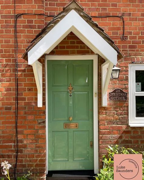 628 Front Door Swedish Front Doors, Front Door Colors Green, Green Door Brick House, Brick House Front Door, Dark Front Door, Sage Paint Color, Sage Paint, Green Front Door, Door Colour