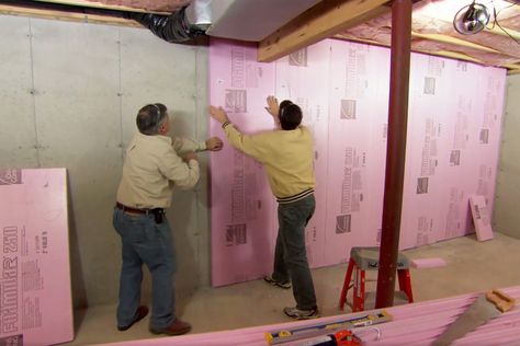 From preparation to installation, heres a how to insulate your basement. Wall Insulation Ideas, Insulation Ideas Cheap, Basement Wall Insulation, Insulation Ideas, Insulating Basement Walls, Drafty Doors, Basement Insulation, Polystyrene Insulation, Small Basement Remodel