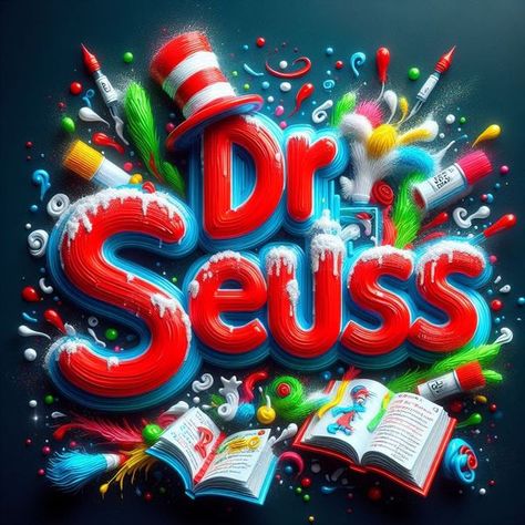 AI Art Club | Dr Seuss Day is around the corner | Facebook Free Dr Seuss Fonts, Dr Suess Cricut Shirt, Dr Seuss Svg Files Free, Dr Seuss Cat In The Hat Svg, Brag Tags, Dr Seuss Day, Dr. Seuss Svg, Swag Cartoon, Picture Captions