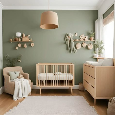 Boy Nursery Sage Green, Nursery Room Inspiration Green, Sage Green Nursery Girl, Sage Green Nursery Gender Neutral, Nursery Ideas Green, Sage Green Baby Room, Sage Green Nursery Boy, Sage Green Baby Nursery, Boy Themed Nursery