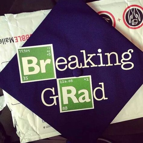 Ugh- Breaking Bad Grad Funny Graduation Cap Decoration, Funny Graduation Caps, College Grad Cap Ideas, Grad Cap Decorated, Graduation Cap Decoration Diy, High School Graduation Cap, College Graduation Cap Decoration, Grad Hat, Grad Cap Designs