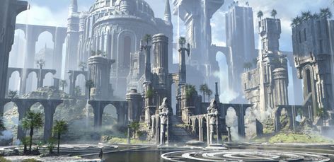 ArtStation - Water temple ruins Game Environment Concept Art, Water Temple, Temple Ruins, Game Environment, Matte Painting, Fantasy Art Landscapes, Environment Concept Art, Sci Fi Fantasy, Fantasy Landscape