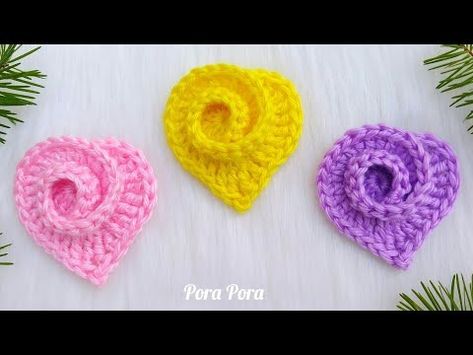 (16) Crochet Rose Heart I Scrap Yarn Crochet Projects - YouTube Crochet A Spiral, Scrap Yarn Crochet Projects, Yarn Crochet Projects, Crochet Heart Tutorial, Heart Pattern Crochet, Crochet A Rose, Crochet Spiral, Heart Tutorial, Scrap Yarn Crochet