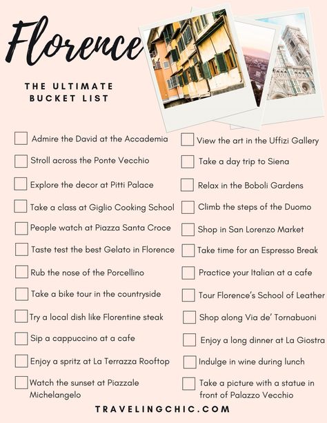 Florence Bucket List, Italy Trip Planning, Florence Italy Travel, Florence Travel, Italy Florence, Firenze Italy, Travel Chic, Travel Checklist, Italy Fashion