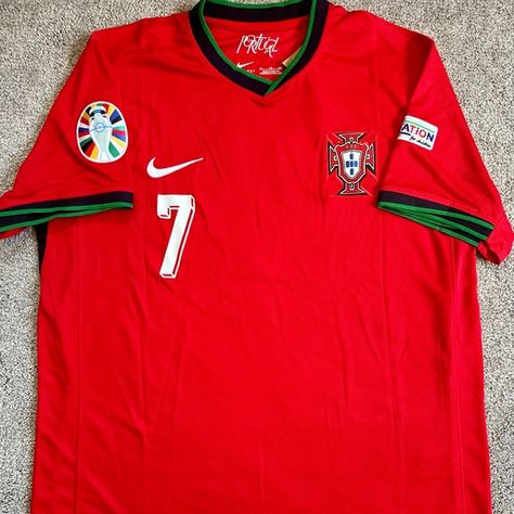 2024 Portugal home jersey Ronaldo #7 Portugal Clothes, Portugal Jersey, Ronaldo Jersey, Ronaldo, Portugal, Nike, Collage, Outfit Inspo, Plus Fashion