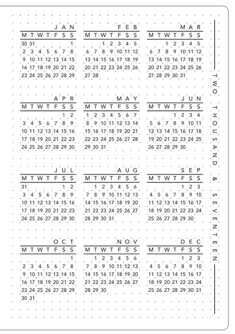 Year at a Glance - Kate Louise Bullet Journal Yearly Spread, Bullet Journal Layout Templates, Bullet Journal Yearly, Bullet Journal Weekly Layout, Bullet Journal Minimalist, Bullet Journal Monthly Spread, Bullet Journal 2020, Year At A Glance, Bullet Journal Notes