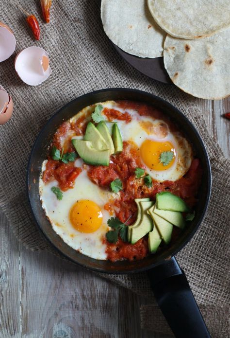 Shakshuka Ranchero - Shakshuka + Huevos Rancheros - RECETA, BRUNCH, DESAYUNO Everyday Meals, Healthy Foods To Eat, Latin America, Central America, Breakfast Brunch, Chili, Coffee Shop, Healthy Eating, Healthy Recipes