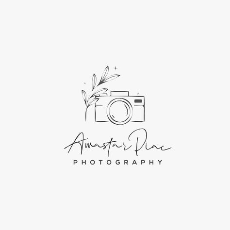 Photography minimal floral logo design | Premium Vector #Freepik #vector #capture #graphic #idea #silhouette Photo Logo Photographers, Vintage Branding Design, Photography Branding Logo, Boho Logos, Logo Fotografia, Industry Branding, Photography Signature Logo, Click Logo, Flower Camera