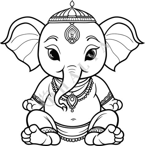 Phalya - shree ganeshay namah Ganesh Outline Drawing, Ganesh Outline, Simple Ganesha Drawing, Shree Ganeshay Namah, Ganesh Drawing, God Ganesh, Ganesha Drawing, Gold Art Painting, Shree Ganesh